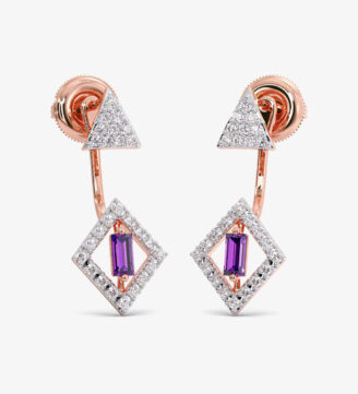 Veena Brass Monalisa Stone Jhumka Earrings - Pink