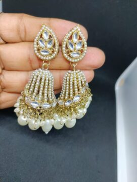 Pearl Jadau Jhumka Earrings